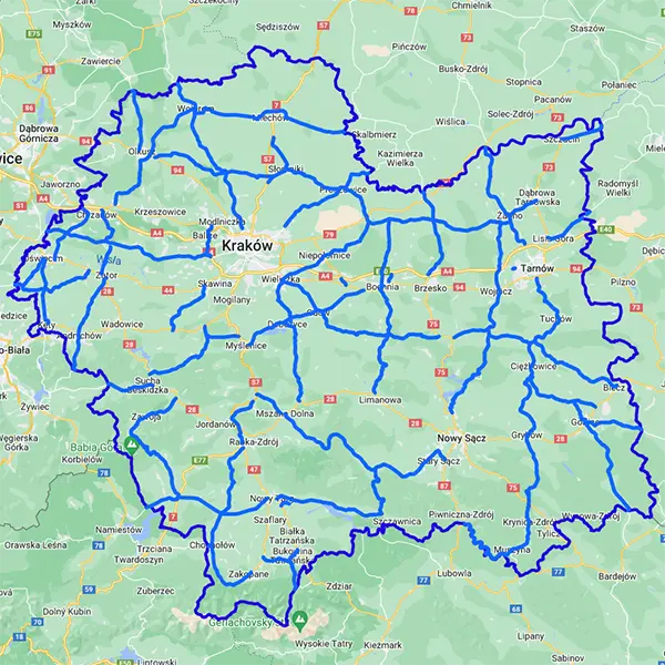 Mapa województwa małopolskiego