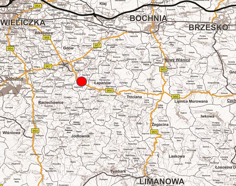 Mapa osuwiska Zagórzany