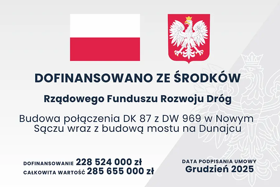 Budowa połączenia DK 87 z DW 969 w Nowym Sączu wraz z budową mostu na Dunajcu